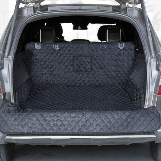 PETICON SUV Cargo Liner for Dogs, Trunk Cover with Bumper Flap Protector | Waterproof Pet Cargo Cover with Side Flaps, Dog Car Seat Cover with Non-Slip Mat, Prevents Scratches, Pet Hair, Mud, and Dirt by PETICON