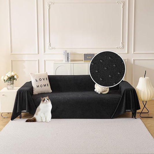 MYSKY HOME Black Couch Covers for Sectional Sofa, Couch Cover Couch Covers for Dogs Washable Couch Cover Blanket, Non Slip Sofa Slipcovers, Super Soft Sofa Towel for Kids, Pets, 91" x 118" by MYSKYHOME