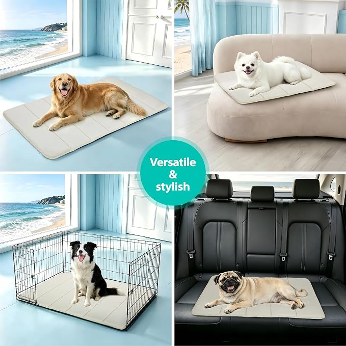 Dog Cooling Mat for Large Dogs – 47"x29" Orthopedic Memory Foam Pad for Summer, Hot Weather & Joint Relief | Washable, Non-Slip Crate Mat for Senior Dogs, Travel & Home(Dark Beige) - Image 7