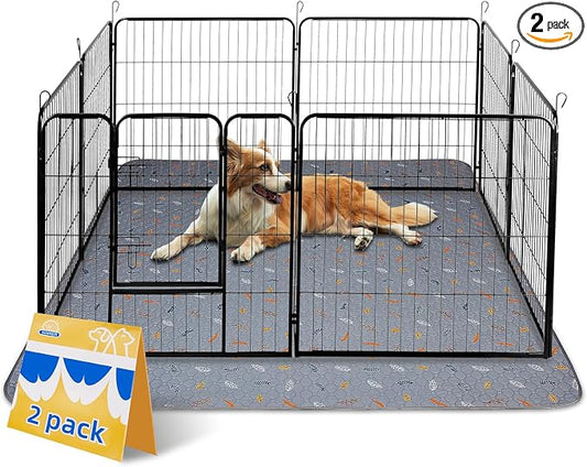 Sunheir Washable Pee Mats for Dogs - Large 48" x 48" 2-Pack Reusable Puppy Pads, Absorb Dog Mats, Whelping Pad, Non-Slip, Protects Urine Leakage (Light Grey, 48x48) by SUNHEIR