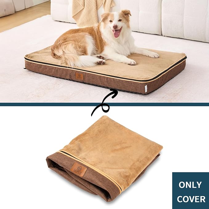 LIROCE Washable Dog Bed Cover Replacement, XL Wrap-Around Zipper Cover for Orthopedic Memory Faom Dog Bed (41x27x4 inches), Brown - Image 2
