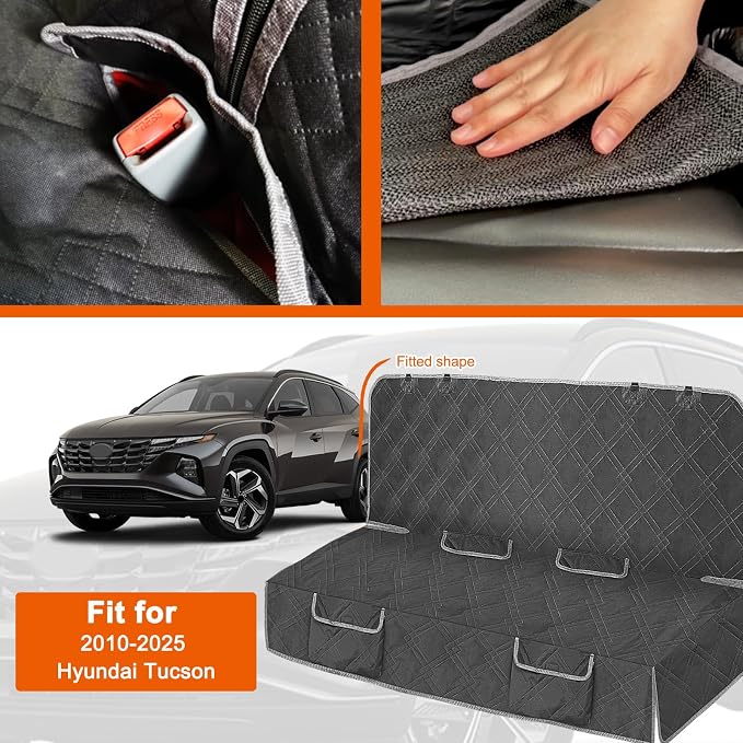 Dog Car Seat Cover for Hyundai Tucson 2010-2025 | Waterproof Pet Bench Seat Cover for Back Seat, 600D Heavy Duty Scratch Proof Nonslip Truck Seat Covers for Dogs - Image 2