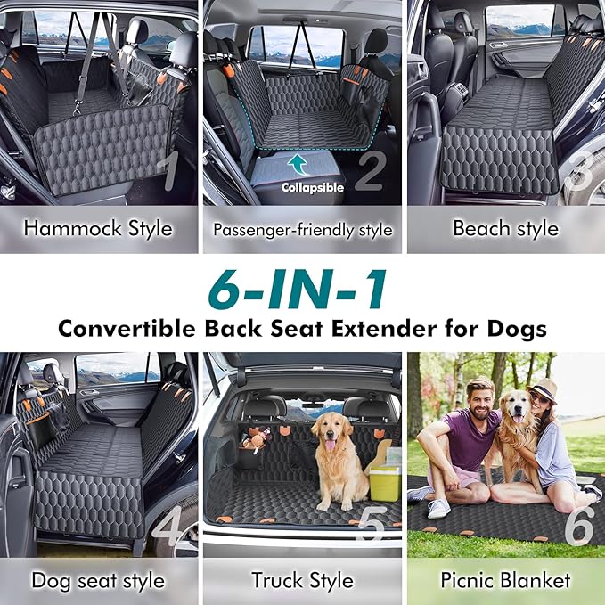 Chumajor L Back Seat Extender for Dogs,Hard Bottom,Waterproof,400 lb,Black | Dog Hammock for Car Fits Most Cars & SUVs with Foldable Design, Non-Slip Base and Easy Installation - Image 5