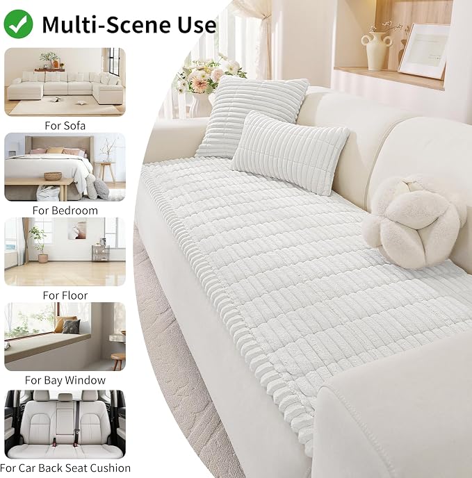 Couch Cover for Dogs,Washable Non-Slip Pet Friendly Sofa Protector | Thick Flannel Sofa Cover,Nonslip, Washable,Anti-Pilling,Pet Friendly,for Dogs & Cats,Cozy Protect Against Fur,27.6" x 35" - Image 3