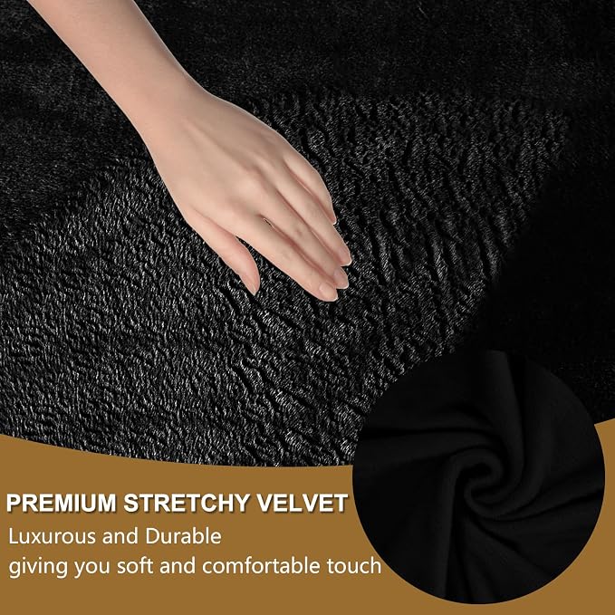 U-NICE HOME Velvet Chair Sofa Covers Stretch Couch Cover Furniture Protector Sofa Slipcover for Dogs (Chair, Black) - Image 3