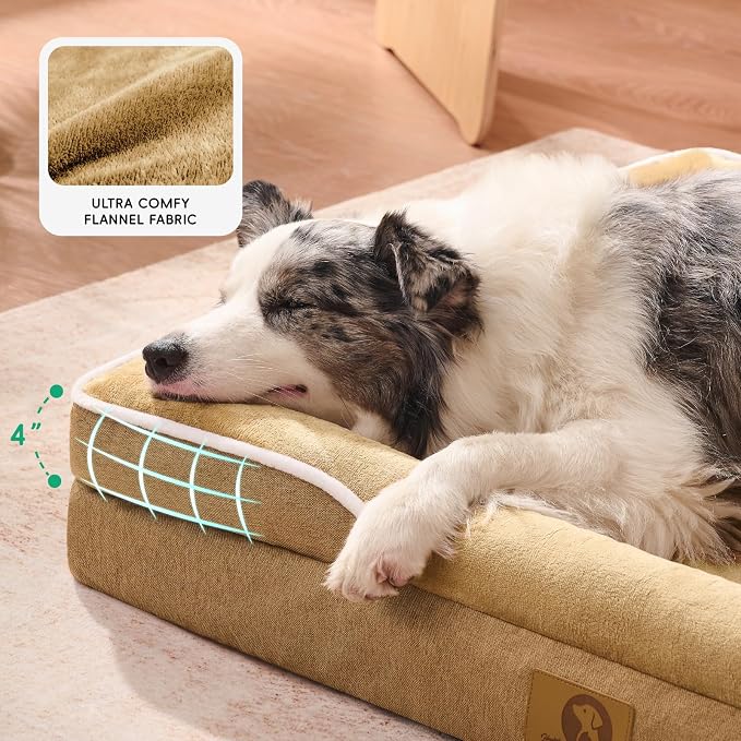 Homemate Dog Beds Large Sized Dog: 36x27 inch Orthopedic Large Dogs Bed XL Outdoor Pet Cat Bed Sofa Supplies with Toy Dogs Crate Pad Couch with Removable Washable Cover & Non-Slip Botton Brown | Large Dogs Bed with Non-Slip Botton & Removable Washable ... - Image 5