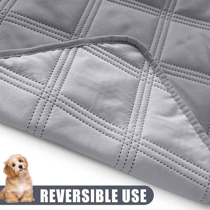 Smiry Waterproof Dog Bed Cover, Reversible Pet Blanket for Sofa Couch | Soft Washable Dog Blanket, Leakproof Couch Cover for Dogs Cats & Furniture Protection, 82x120, Grey/Light Grey - Image 3
