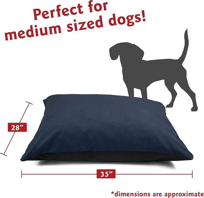 Majestic Pet Rectangle Medium Dog Bed Washable – Non Slip Comfy Pet Bed – Dog Crate Bed Super Value Pillow Dog Bed – Dog Kennel Bed for Sleeping - Dog Bed Medium Breed 35 x 28 Inch – Villa Navy - Image 2
