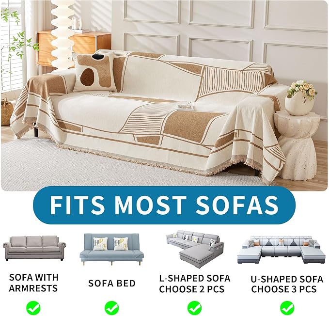 HAOMAIJIA Non Slip Couch Cover Sofa Covers for 3 Cushion Couch Washable sectional Couch Covers for Dogs pet Furniture Protector Couch Cover Blanket for Living Room (91"x134") - Image 5