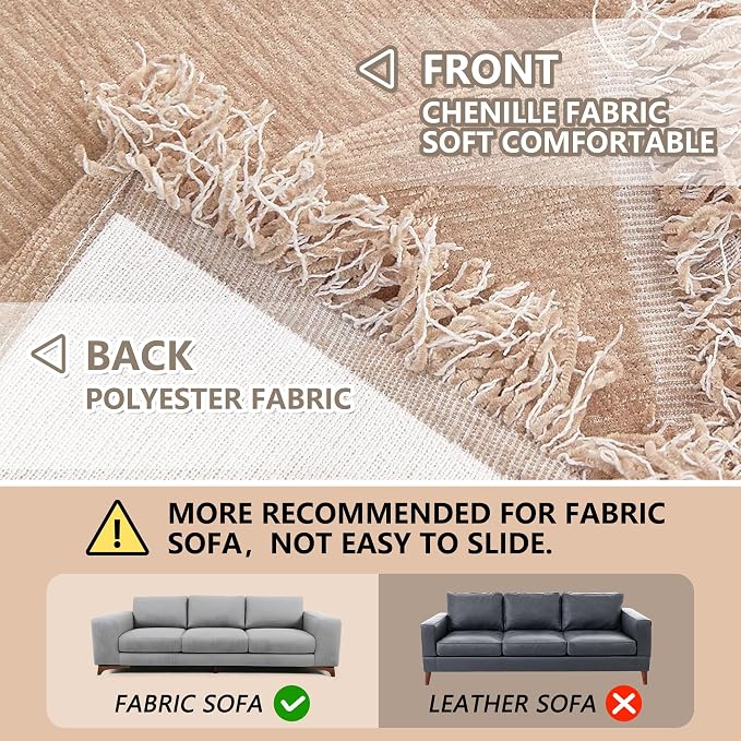 MEETSKY Couch Cover Sofa Covers for Sectional Sofa Universal Fit for Couch 2 Seat, Thick Washable Sofa Slipcover Large, 71"x 102", Khaki - Image 4