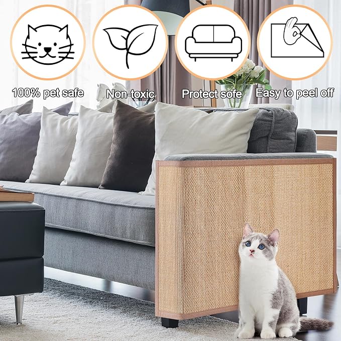 Newwiee 2 Pcs Cat Scratch Furniture Protector Mat Sofa Couch Protector for Cats Pet Scratching Pads for Couch, Sofa, Chair, Easy Installation(15.7 x 23.6 inch) - Image 5