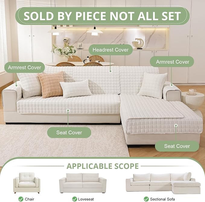 OstepDecor Pet Couch Covers for Sofa, Soft Sofa Covers Washable | Non Slip Dog Couch Protector, Pet Hair, Dirt & Wear Protection, Fits Sofas, Loveseats & Sectionals, 35.4" x 70.9", White - Image 3
