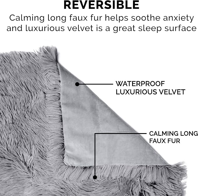 Furhaven Waterproof Throw Blanket for Dogs & Indoor Cats, Reversible Protective Pet Blanket, Small, Long Faux Fur & Velvet, Gray - Image 4