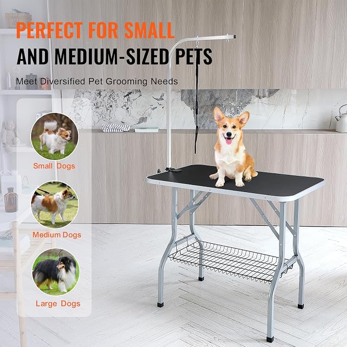 VEVOR Pet Grooming Table Arm with Clamp, 36''x24'' Dog Grooming Station, Foldable Pets Grooming Stand for Medium and Small Dogs, Free No Sit Haunch Holder with Grooming Loop, Bearing 330lbs - Image 6