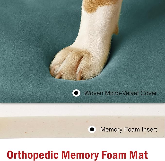 Majestic Pet Orthopedic Memory Foam Dog Crate Mat - Plush Pet Bed Pad for Crates & Kennels | USA Crafted | 36"x23" Villa Azure - Image 5