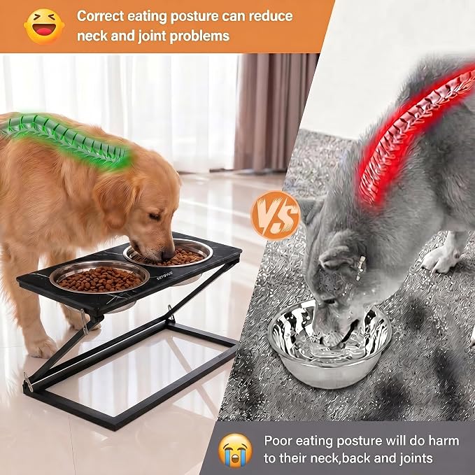 Elevated Dog Bowl, Adjustable Height and Tilt Angle Dog Bowl Stand | Precisely Adjust Height And Tilt Angle, Easy To Clean, Equipped With 2 Stainless Steel Food Bowls, Sturdy And Durable. - Image 3