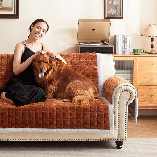 Couch Cover for Dogs Washable,Non-Slip Fuzzy Sofa Covers for Pets | Thick Soft Furniture Protector Fits Loveseat & Sectional,Against Fur&Dirt(Curry, 1pc/36"x80.1"/Seat Cover) by Unknown