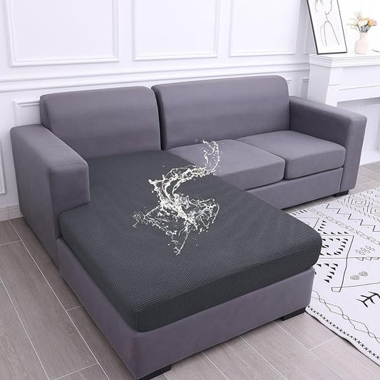hyha Waterproof Sectional Couch Covers, Non Slip Sofa Cushion Covers | L Shape Sectional Fit, Stretch Jacquard Fabric, Elastic Bottom, Waterproof Protection (1 Piece for Chaise XL) by hyha