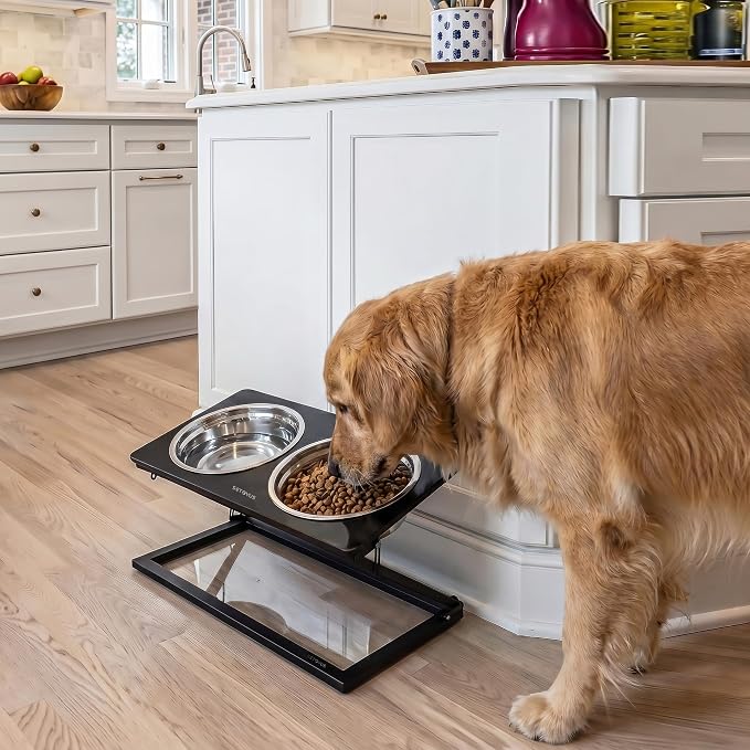 Elevated Dog Bowl, Adjustable Height and Tilt Angle Dog Bowl Stand | Precisely Adjust Height And Tilt Angle, Easy To Clean, Equipped With 2 Stainless Steel Food Bowls, Sturdy And Durable. - Image 8