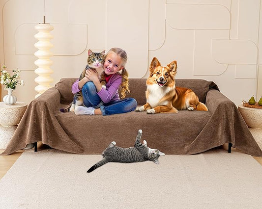 Loiion Cat Scratch Proof Furniture Protector Waterproof Sofa Cover 150"x71" | Pet-Friendly Couch Protector, Anti-Scratch & Anti-Slip Sofa Cover For Cats Dogs Kids, Machine Washable by Loiion