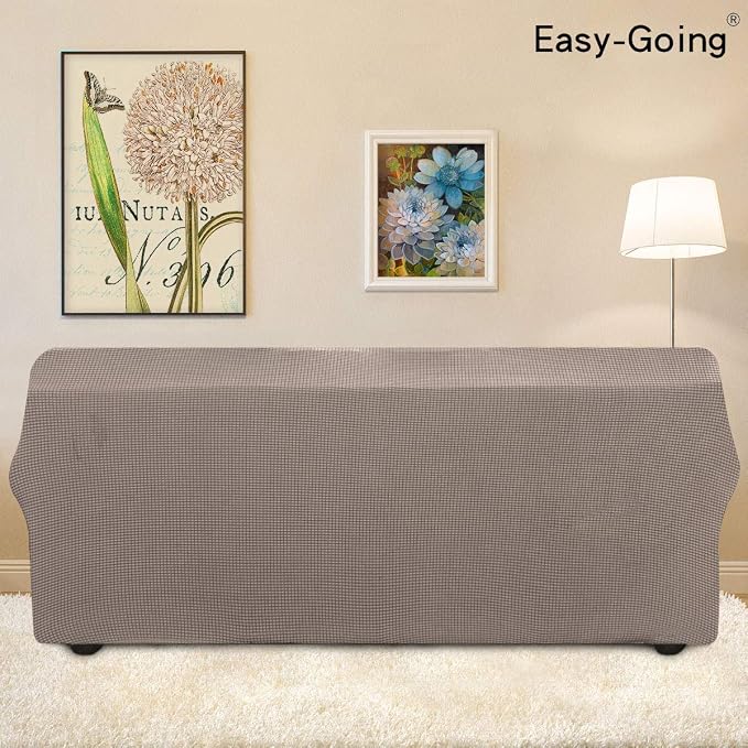 Easy-Going Stretch Oversized Sofa Couch Slipcover Washable Taupe | 1-Piece Extra large Sofa Cover Furniture Protector Couch Soft with Bottom for Kids, Polyester Spandex Jacquard - Image 4