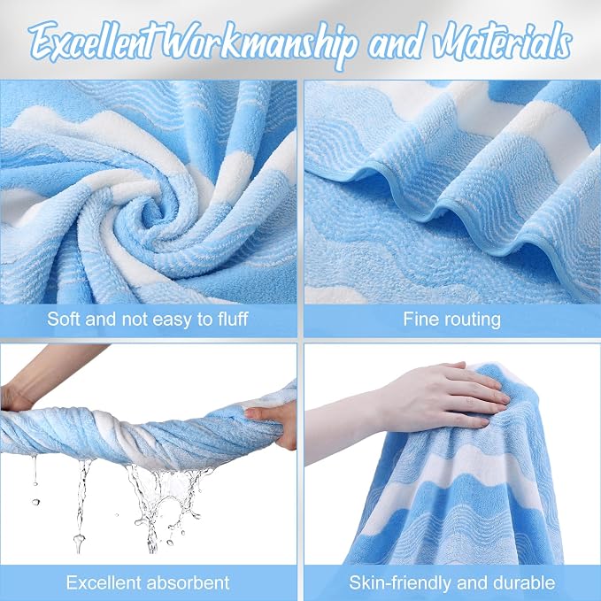 SmoothNovelty 8 Pack Microfiber Bath Towels Bulk 27'' x 60'' Oversized Bath Towel Highly Absorbent Extra Large Shower Sheets Soft Drying for Beach Pool Bathroom Salon Party(Blue) - Image 3