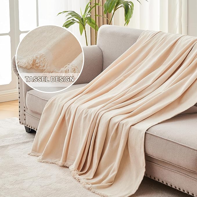 Loveseat Cover for Washable Sectional L Shape Couch Covers, Beige | Couch Covers Protector with Tassel Sofa Slipcover for Pet & Kid Friendly - Image 2