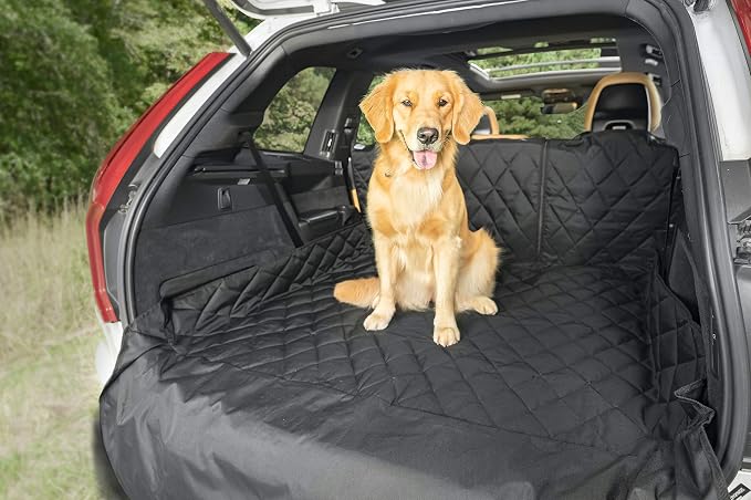 Plush Paws Products Convertible Cargo Liner | Diamond Stitching | Washable & Waterproof Dog Cargo Protection | Cover Car, Truck, & SUV | Nonslip, Tear Resistant Pet Cargo Cover | Regular Black by PlushPawsProducts%C2%AE