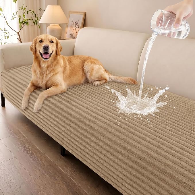 Smiry Waterproof Couch Cover for Dogs, Washable Non Slip Plush Protector | Waterproof Protection, Plush Flannel, Non Slip Backing, Pet Hair & Scratch Protection, Soft Cover (36" x 94.5") by Smiry