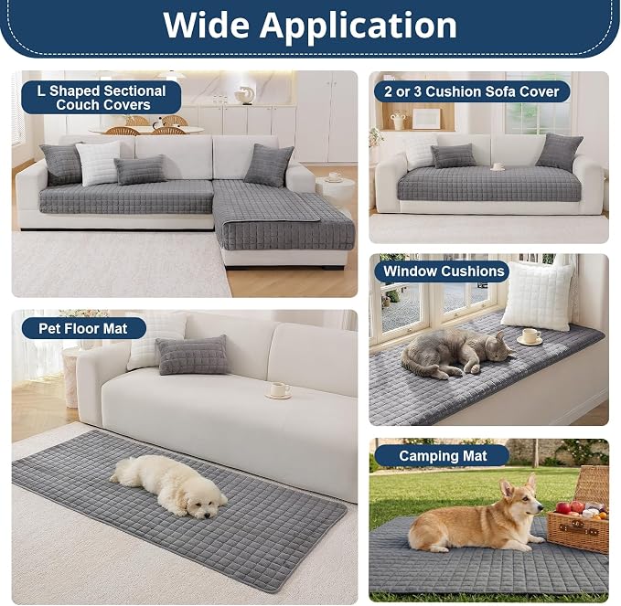 OstepDecor Pet Couch Covers for Sofa, Soft Sofa Covers Washable | Non Slip Dog Couch Protector, Pet Hair, Dirt & Wear Protection, Fits Sofas, Loveseats & Sectionals, 35.4" x 63", Dark Grey - Image 5