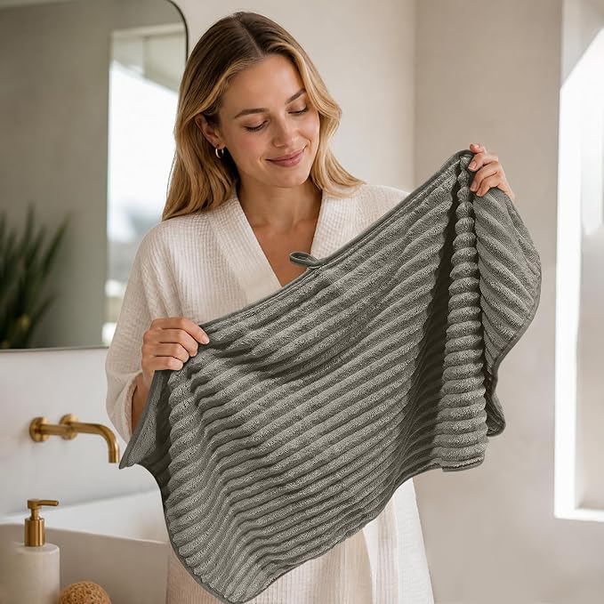 Extra Large Bath Towel Set 10 Piece, XL Bath Towels 35"x67" Oversized Bath Sheets, 280 GSM Microfiber Quick Dry Absorbent Towels, 5 Bath Sheets & 5 Hand Towels (Brown) - Image 8
