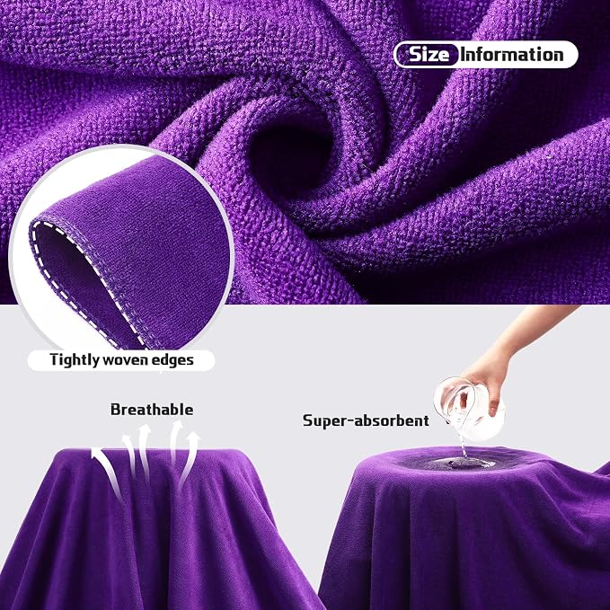 Mixweer 4 Pcs Oversized Bath Towels, 40 x 80 Inch Giant Microfiber Jumbo Bath Sheets Soft Bathroom Microfiber Quick Dry Absorbent Shower Towels for Spa Camping Beach(Dark Purple) - Image 5