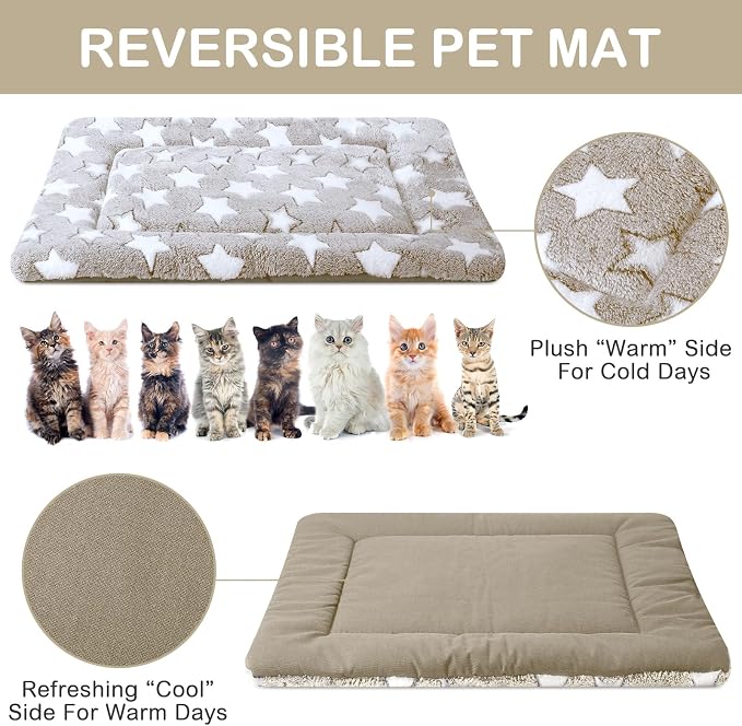 VitalCozy 4 Pcs Dog Crate Pads, Ultra Soft Warm Washable Anti-Slip Kennel Bed Mat for Pets, Reversible, Replaceable, Cage Liner for Small Medium Large Dogs and Cats(18 x 14 x 1.6 Inch,Star,Apricot) - Image 3