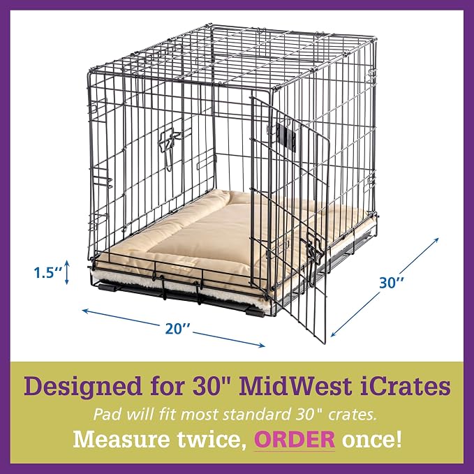 Pet Dreams Dog Crate Pad - Washable Kennel Mat, Crate Pads for Dog Cages, Non-Toxic, Flat Indoor Cat Bed, Fits iCrate 18, 24, 30, 36, 42, 48 Inches (Khaki, Medium, 30") - Image 8