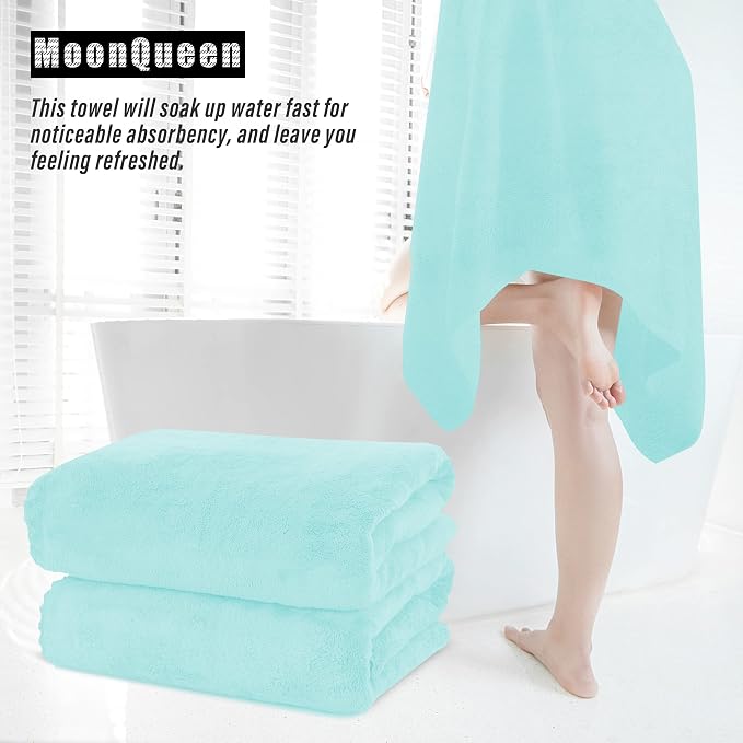 MOONQUEEN 2 Pack Premium Bath Towel Set - Quick Drying - Microfiber Coral Velvet Highly Absorbent Towels - Multipurpose Use as Bath Fitness, Bathroom, Shower, Sports, Yoga Towel (Frozen Blue) - Image 7