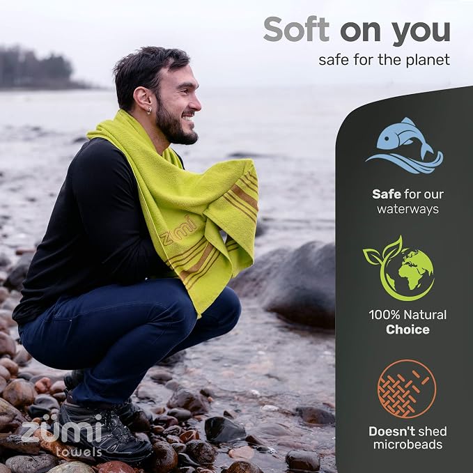 Zumi 100% Cotton Quick Dry Large Travel Towel - Soft, Thin, Compact, Highly Absorbent, Lightweight Camping Towel for Beach, Gym, Bath, Shower, Swimming, Dorm, RV - White - Image 8