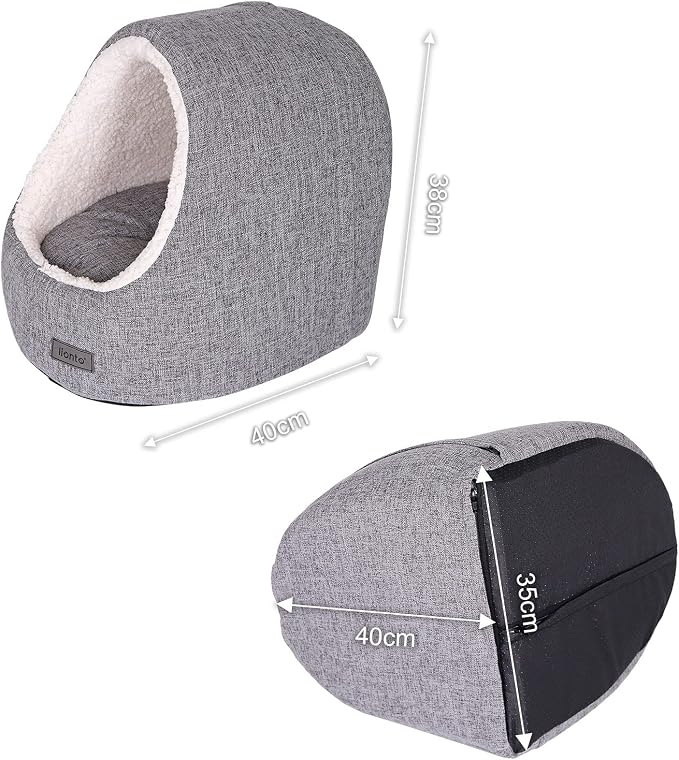 lionto cat cave with Cuddly Reversible Cushion, Washable pet Bed Well Padded for Cats and Small Dogs, 15,7x13,8x15 in, Cozy cat Bed with Non-Slip nubs, Light Grey Mottled - Image 5