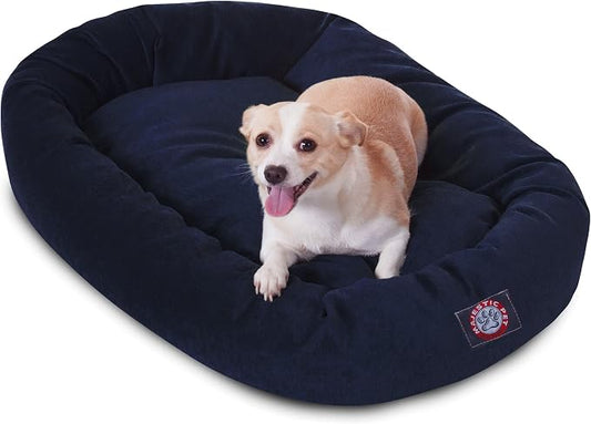 Majestic Pet Villa 32 Inch Shredded Memory Foam Dog Bed for Medium Sized Dog 32x23x7 Inch–Orthopedic Pet Bed - Washable Medium Puppy Mat with Head Support-Navy by MajesticPet