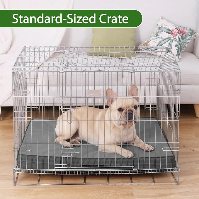 Vonabem Outdoor Waterproof Dog Bed Washable, Medium Crate Pad 30 inch, Wipeable Leather Puppy Bed with Removable Cover Reversible, Foam Durable Anti-Slip Pet Kennel Pads 29"x18" Grey - Image 6