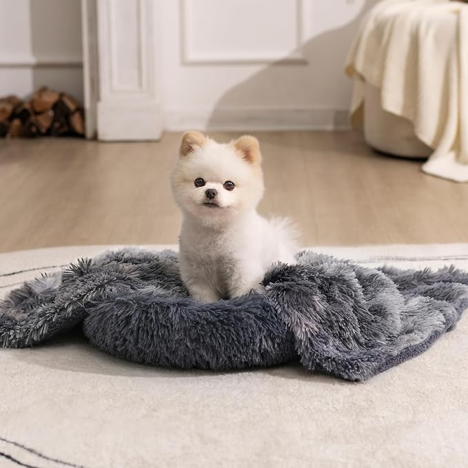 gogobunny Waterproof Dog Blanket for Couch & Furniture Protection - Super Soft Reversible Throw for Large Dogs & Cats, Calming Washable Fur & Sherpa Pet Blanket(25x35 Inch, Tie-dye Grey) by gogobunny