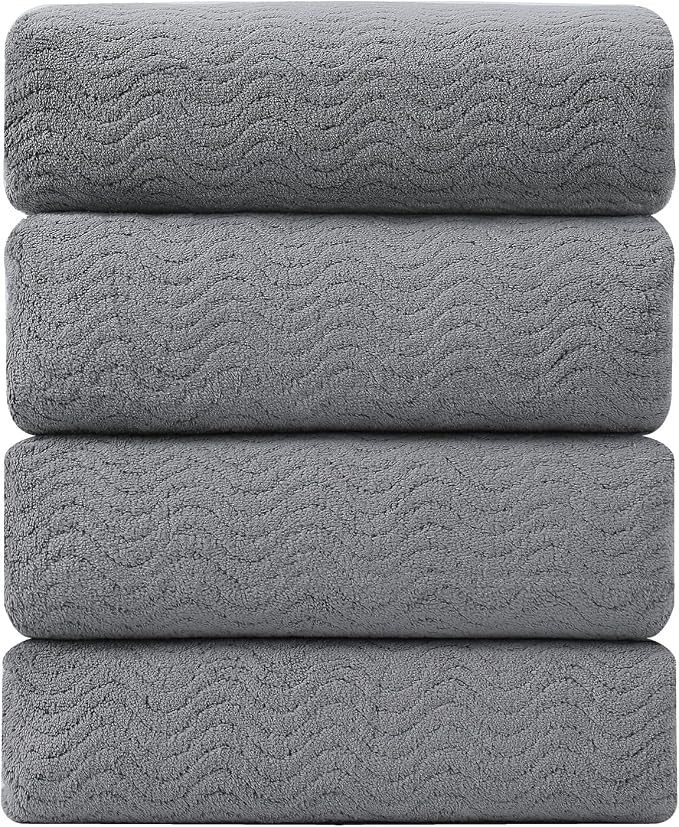 4 Pack Washcloths Set 13"x13",Grey Towel Set for Bathroom,Highly Absorbent & Quick Dry Premium Towel for Daily Use,Soft Microfiber Multipurpose Washcloths Towel Set for Hotel, Spa,Shower,Gym by JessyHome