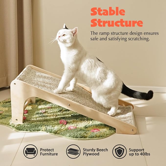 PETKARAY Sisal Cat Scratcher Ramp, L Shaped Scratching Post and Scratch Pad for Indoor Cats, Couch Furniture Protector, Chevron - Image 5