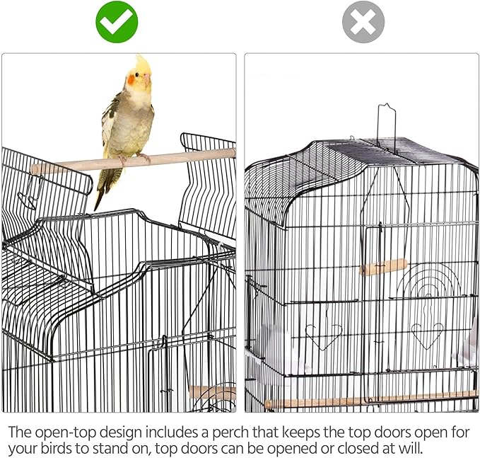 Yaheetech 41-inch Open Top Medium Bird Cages for Parakeets Finches Canaries Lovebirds Small Quaker Parrots Cockatiels Budgie Green Cheek Conure Travel Pet Flight Birdcage - Image 6