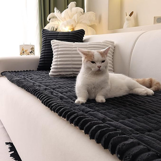 Couch Cover for Sofa, Sectional Couch Cover for Dogs, Sofa Cover Washable, Cushion Cover Blanket Pad Bed Mat for Pets, Fleece Furniture Protector, Black, 23.6x82.7in by Unknown
