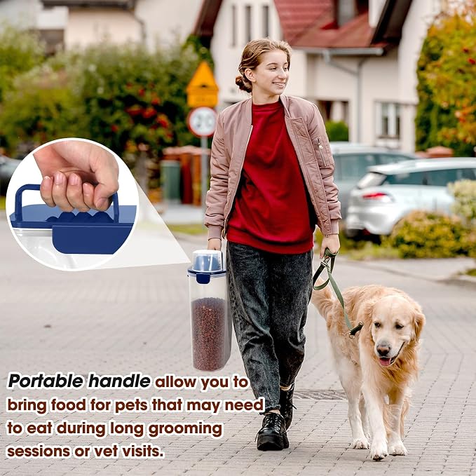 TBMax Large Cat Food Storage Container, Portable Dog Food Container with Upgraded Large Spout and Cup, Travel Pet Food Storage Dispenser for Kibble Storage, Bird Seed Container - Dark Blue - Image 6