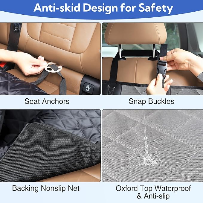 Kytely Heavy Duty Dog Car Seat Cover, 100% Waterproof & Scratch-Proof Backseat Protector with Mesh Window – Non-Slip Hammock for Cars Trucks SUVs, Keep Seats Clean & Dog Comfortable - Image 6