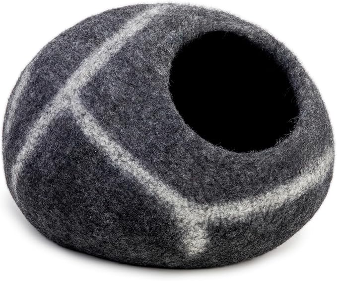 Woolygon Premium Felt Cat Cave Bed – Wool Kitty Beds Handcrafted Kitten Caves Bed for Indoor Cats - Made from Merino Wool, Foldable Cat Hideaway Covered Cat House Pod (Hide & Seek) - Image 2