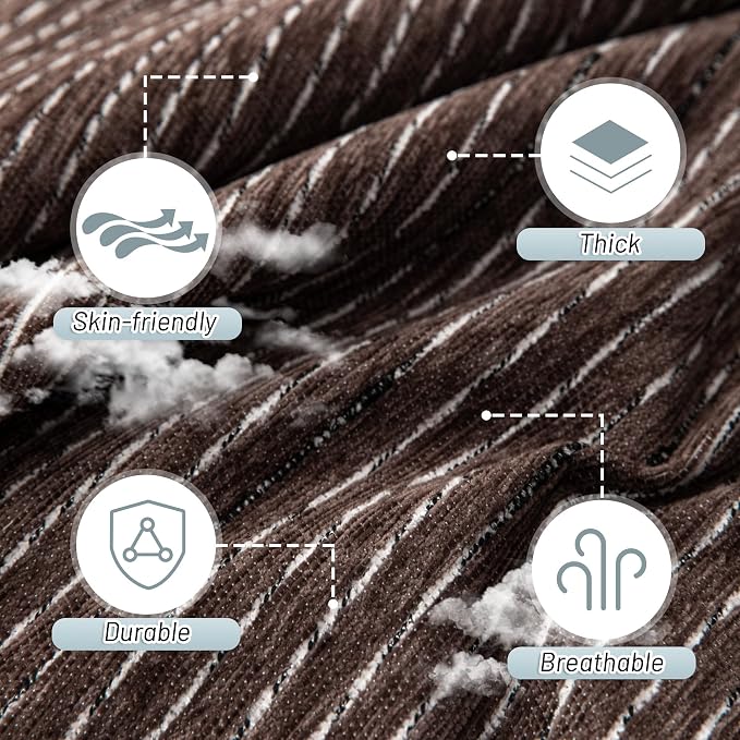 MYSKY HOME Boho Couch Cover Deep Chocolate Sofa Covers Washable, Farmhouse Sofa Slipcover Simple Couch Protector for Dogs Chenille Sectional Couch Covers L Shaped Couch Cushion Covers, 91"x 134" - Image 3