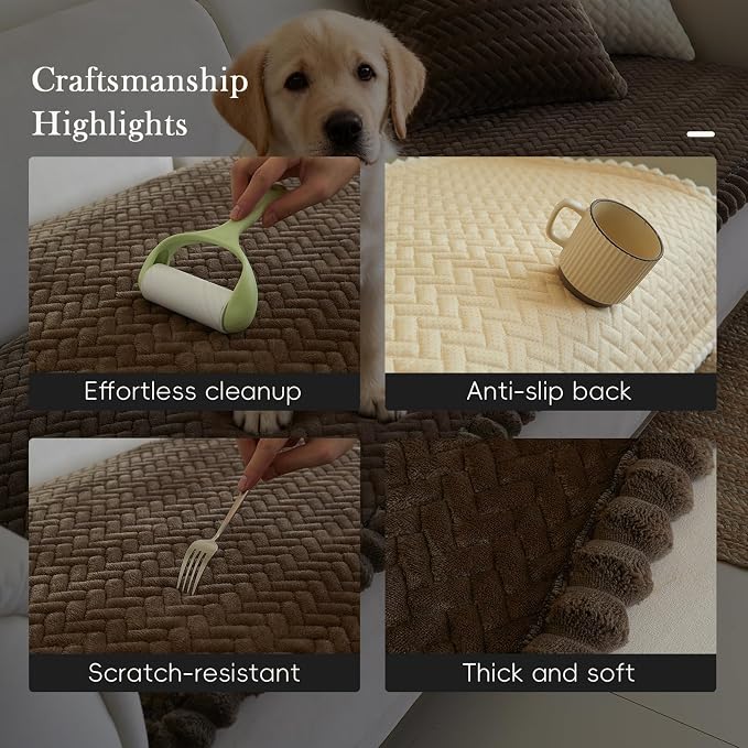 Couch Covers for Dogs, Dog Sofa Covers Washable, Dark Brown Non Slip Pet Couch Protector Blanket for 3 Cushion and Sectional Sofas - Image 4