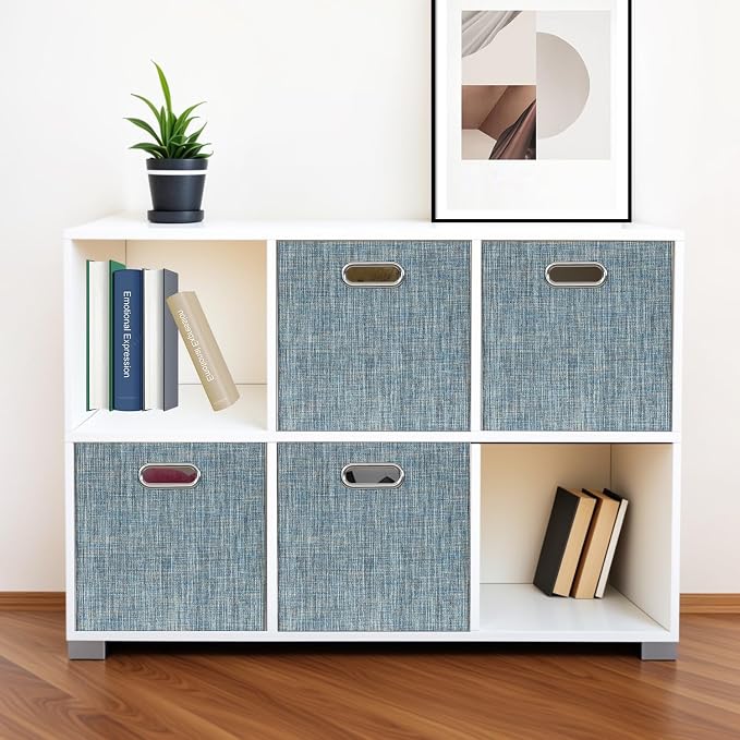 Posprica Storage Boxes, Foldable Organiser Cube Basket Bin, Thick and Heavy Duty (28×28×28cm/4pcs, Teal) - Image 6